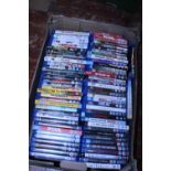 A box of assorted DVD's