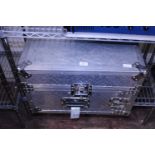 A large heavy aluminium flight case. 54cmX59cmX39cm postage unavailable