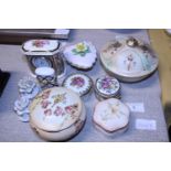 A selection of collectable ceramics, trinkets boxes etc.