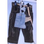 A set suede Lederhosen adult and child