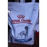 A 8KG bag of allergenic Royal Canin dog food