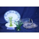 A job lot of assorted collectables including Uranium glass