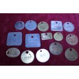 Fifteen assorted colliery pit mining tokens