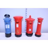 Four assorted ceramic Postbox money boxes