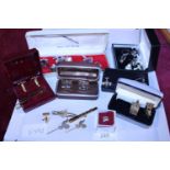 A job lot of costume jewellery cufflinks including Y2K cufflinks etc