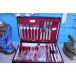 A vintage Walker and Hall silver plated cutlery set in box