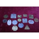 Fifteen assorted colliery pit mining tokens