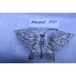 A continental 935 silver butterfly brooch