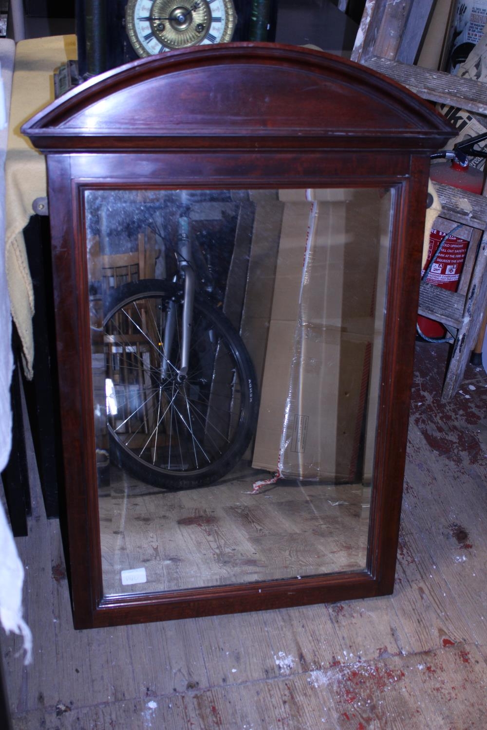 A vintage mahogany framed over mantle mirror, shipping unavailable