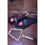 A selection of assorted sporting racquets
