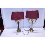 Two Regency style brass table lamps, shipping unavailable