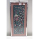 A framed Chinese silk panel, shipping unavailable