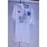 A England football t-shirt signed by Gary Lineker