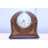 A antique inlaid Edwardian mantle clock (no key)