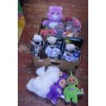 A job lot of assorted soft toys etc