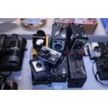 A selection of vintage box cameras etc