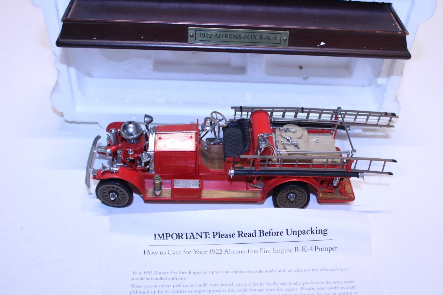 A 1990 boxed Franklin Mint die-cast model "The 1922 Ahrens-Fox R-K-4 Pumper
