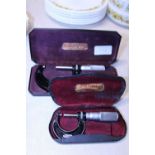Two cased vintage Starrett micrometers