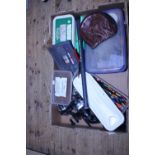 A box full of assorted fishing tackle, reels etc