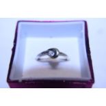 A 9ct yellow and white gold white solitaire ring size L 1/4