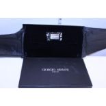 A new boxed ladies Giorgio Armani black clutch bag