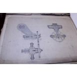 A Victorian folder full of hand drawn machine construction parts dated 1898-1899