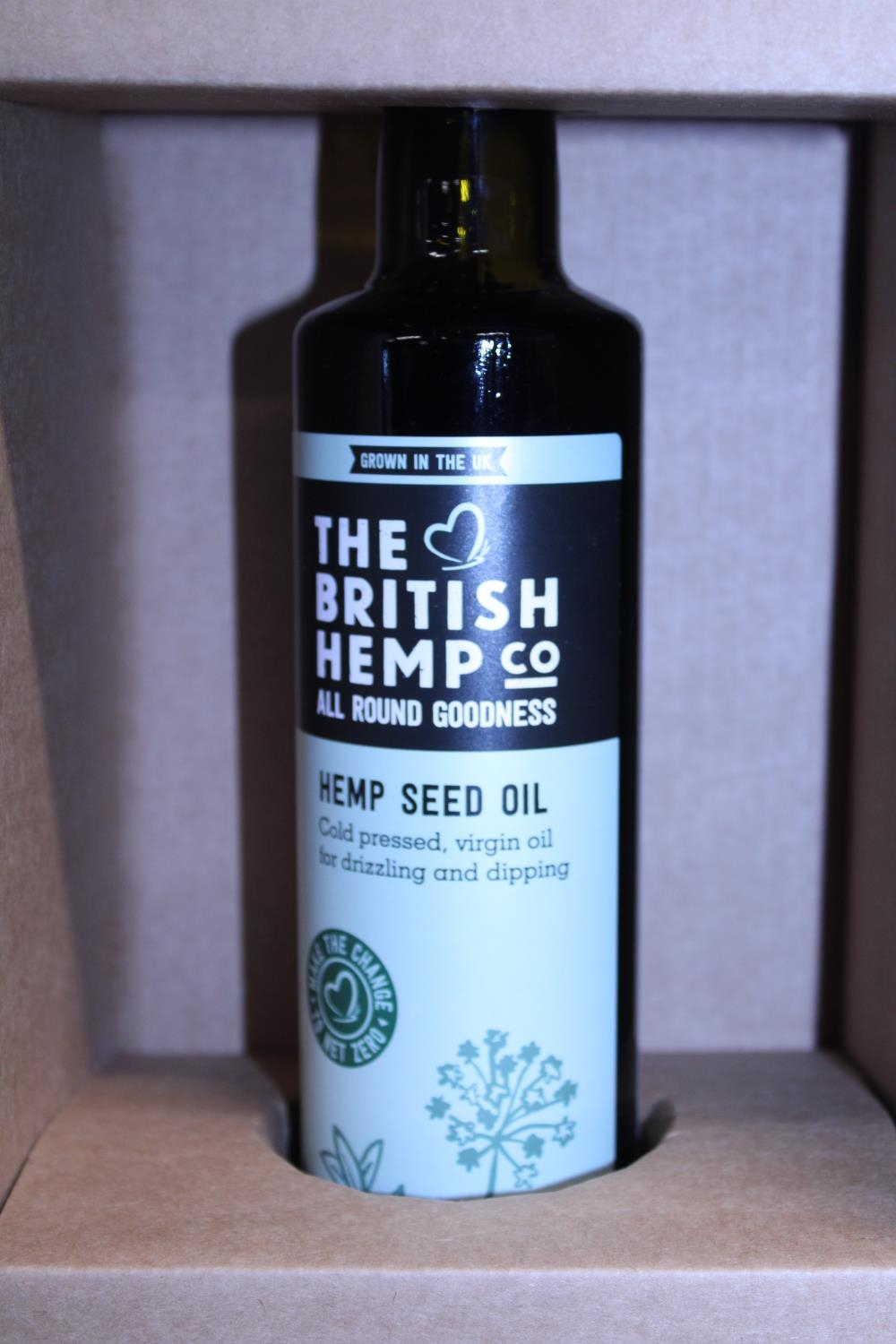 Three boxed bottles of new Hemp Seed oil