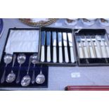 Two cased sets of vintage cutlery