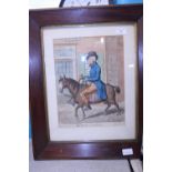 A framed 19th century coloured engraving entitled 'Georgie a Cock Horse' 46cm x 56cm frame