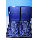Two boxed Buckingham hand cut crystal vases