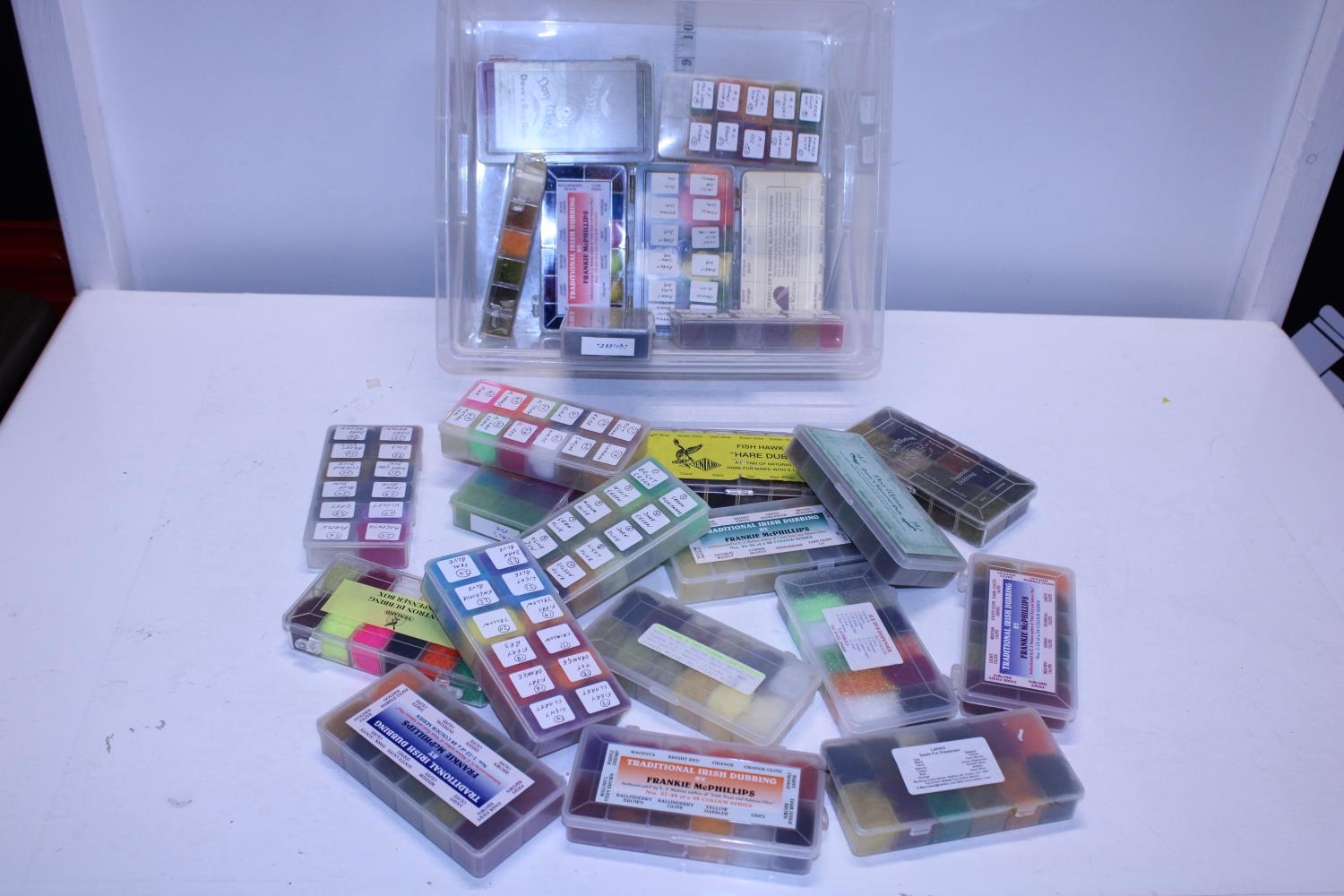 A box full of fly tying materials