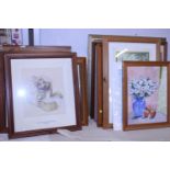 A large job lot of assorted framed prints and artwork. Postage unavailable