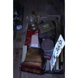 A job lot of vintage tins and other items. Postage unavailable