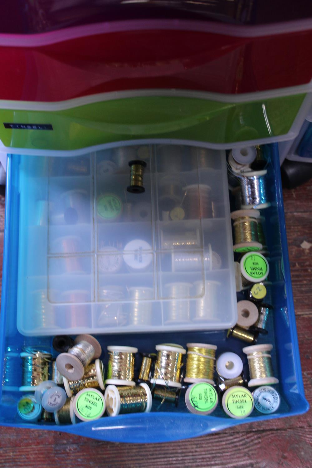 A eight drawer storage cabinet full of fly fishing accessories including feathers etc. Postage - Image 9 of 9