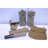 A selection of reproduction military pouches etc