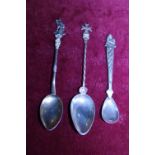 Three continental silver spoons