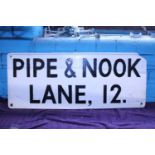 A cast vintage Pipe & Nook Lane street sign Leeds 12, shipping unavailable