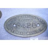 A antique brass wagon plate for London and North Eastern Railways