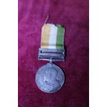 A South African Boer war medal with two bars awarded to 259 Corporal A Fawcett C.P.Dist2