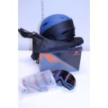 A new box ski helmet and goggles