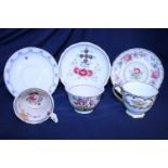 A selection of antique bone China cups and saucers