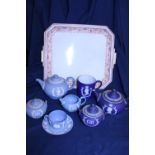 A selection of Wedgewood commemorative Jasper ware and a Victorian ceramic tray