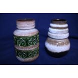 Two West German art pottery vase. 19cm tall.