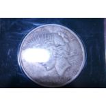 A 1923 American peace dollar