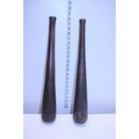 Two antique wooden Naval exercise batons