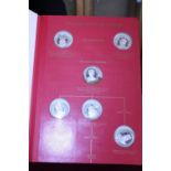 A complete set of The Kings and Queens of England first edition stirling silver proof set 43 coins