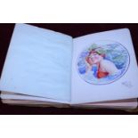 Early 20th century sketchbook with original watercolours and pen drawings