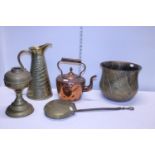 A good selection of antique brass and copperware