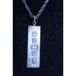 A hallmarked Silver Ingot and Silver chain 28g
