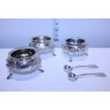 Three hallmarked Silver salts and two silver spoons nett weight 294g